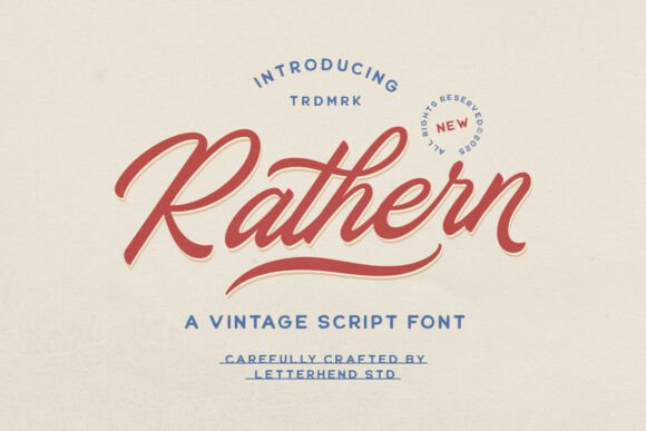 Rathern Vintage Script: Bold Curves Meet Hand-Painted Charm